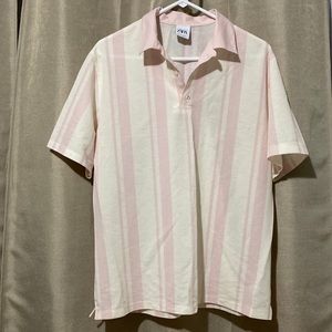 Zara mens light pink vertical stripe polo